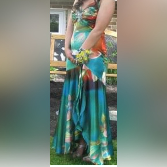 Tony Bowls Paris Tropical Satin Prom Dress - 6 - Multicolored - Used - Picture 6 of 8